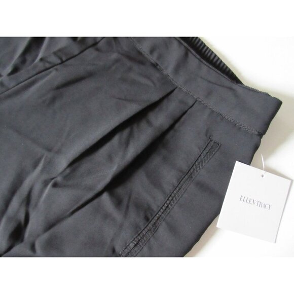 NWT Ellen Tracy Black Soft Fluid Stretch Crepe Pleated Pull-on Crop Pants 10 - Picture 6 of 12